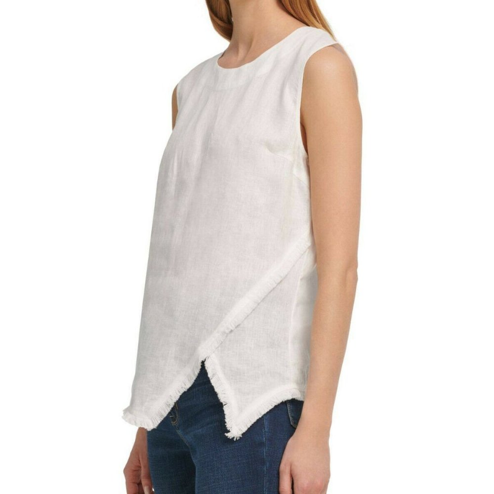 NWT DKNY 100% Linen Sleeveless Blouse XL $79 Shirt